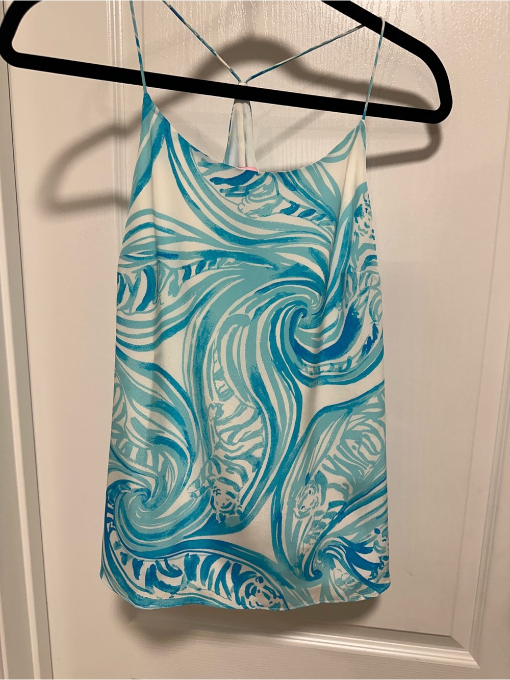 Lilly Pulitzer Blue Swirl Spaghetti-Strap Silk Tank Top